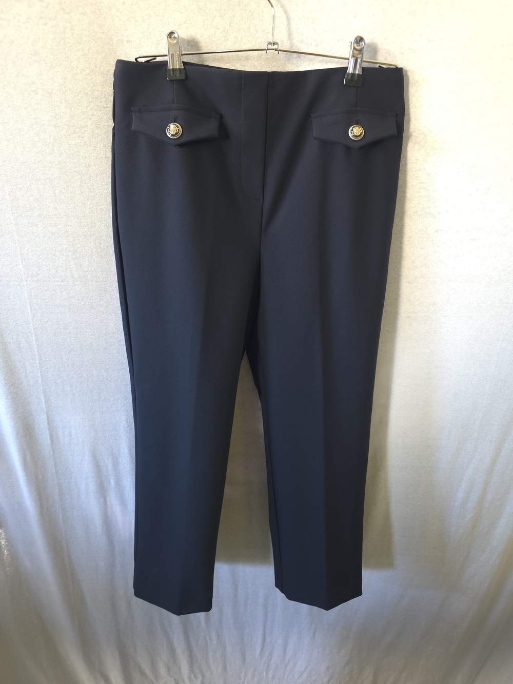 Rachel Zoe Navy Cropped Dress Pants with Gold Buttons
